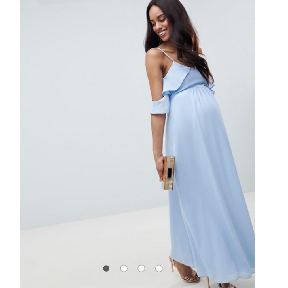 NWT ASOS Maternity-PaleBlue ColdShoulder MaxiDress
